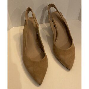 Banana Republic Tan Suede Sling Back Block Heels Size 8.5